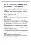 Biol 1441 Final Exam &vert; Latest study set &vert; Questions and verified Answers