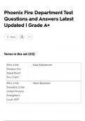 Phoenix Fire Department Test Questions and Answers Latest Updated &vert; Grade A&plus;