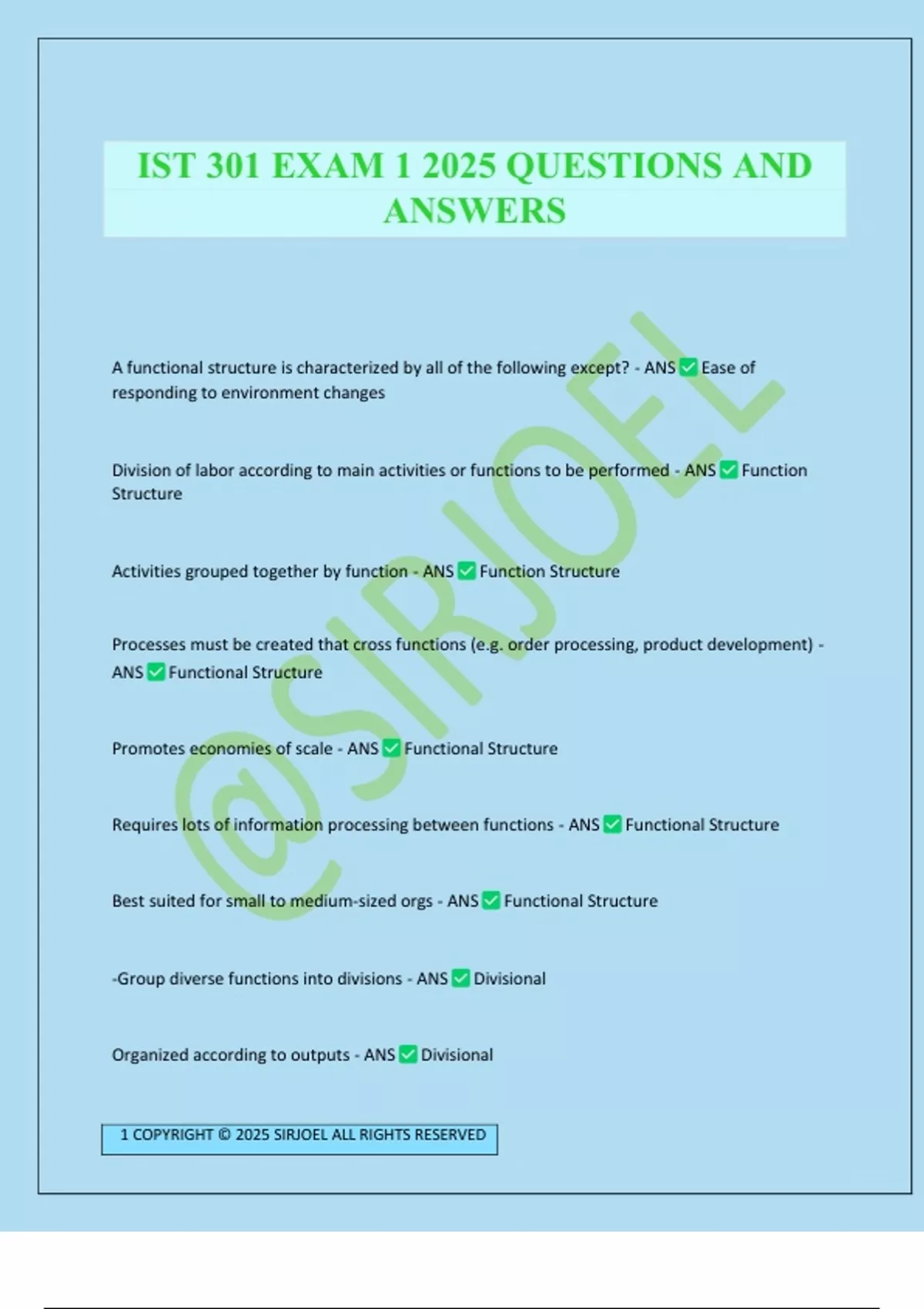 IST 301 EXAM 1 2025 QUESTIONS AND ANSWERS - IST 301 - Stuvia US