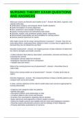 NURSING THEORY EXAM QUESTIONS AND ANSWERS
