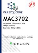 MAC3702 Assignment 2 &lpar;DETAILED ANSWERS&rpar; Semester 1 2025 - DISTINCTION GUARANTEED