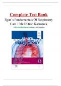 Test Bank - Egan&rsquo;s Fundamentals of Respiratory Care&comma; 12th edition &lpar;Kacmarek&comma; 2025&rpar;&comma; Chapter 1-58 &vert; All Chapters