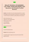 KELLEY SCHOOL OF BUSINESS -  L201 FINAL EXAM &lpar;MCCRORY&rpar; 2025  Questions with Detailed Verified  Answers 