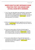 NORTH SEATTLE EMT ENTRANCE EXAM  PRACTICE TEST 2025 BRAND NEW  ACTUAL EXAM WITH ANSWERS&period; 