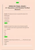 MMSC490 FINAL EXAM &vert;  211 Questions with Detailed Verified  Answers