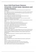 Econ 2110 Final Exam Clemson University &vert; Actual study &vert; Questions and verified Answers