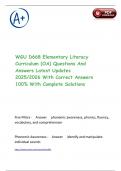 WGU D668 Elementary Literacy Curriculum &lpar;OA&rpar; Questions And Answers Latest Updates 2025&sol;2026 With Correct Answers 100&percnt; With Complete Solutions
