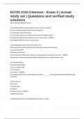 ECON 2110 Clemson - Exam 3 &vert; Actual study set &vert; Questions and verified study solutions