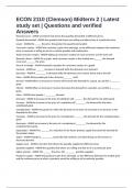 ECON 2110 &lpar;Clemson&rpar; Midterm 2 &vert; Latest study set &vert; Questions and verified Answers