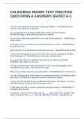 CALIFORNIA PERMIT TEST PRACTICE QUESTIONS & ANSWERS &lpar;RATED A&plus;&rpar;