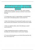 Microsoft Excel Lesson 3 Knowledge Assessment Questions with Accurate Answers