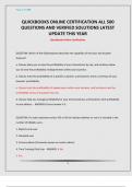 QUICKBOOKS ONLINE CERTIFICATION ALL 500 QUESTIONS AND VERIFIED SOLUTIONS LATEST UPDATE THIS YEAR