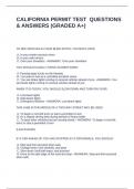 CALIFORNIA PERMIT TEST  QUESTIONS & ANSWERS &lpar;GRADED A&plus;&rpar;