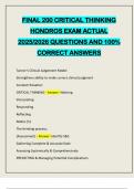 FINAL 200 CRITICAL THINKING HONDROS EXAM ACTUAL 2025&sol;2026 QUESTIONS AND 100&percnt; CORRECT ANSWERS