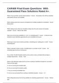 CAR400 Final Exam Questions  With Guaranteed Pass Solutions Rated A&plus;&period;