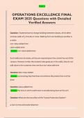 OPERATIONS EXCELLENCE FINAL  EXAM 2025 Questions with Detailed  Verified Answers
