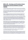 BIOL 301 - Ecology and Evolution Exam Questions Correct Answers Current Update