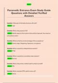 Paramedic Entrance Exam Study Guide  Questions with Detailed Verified  Answers 