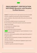 PROCUREMENT CERTIFICATION  2025 EXAM Questions with Detailed  Verified Answers 