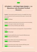 STUDIO 2 - ESTIMATING EXAM &vert; 114  Questions with Detailed Verified  Answers