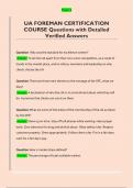 UA FOREMAN CERTIFICATION  COURSE Questions with Detailed  Verified Answers 