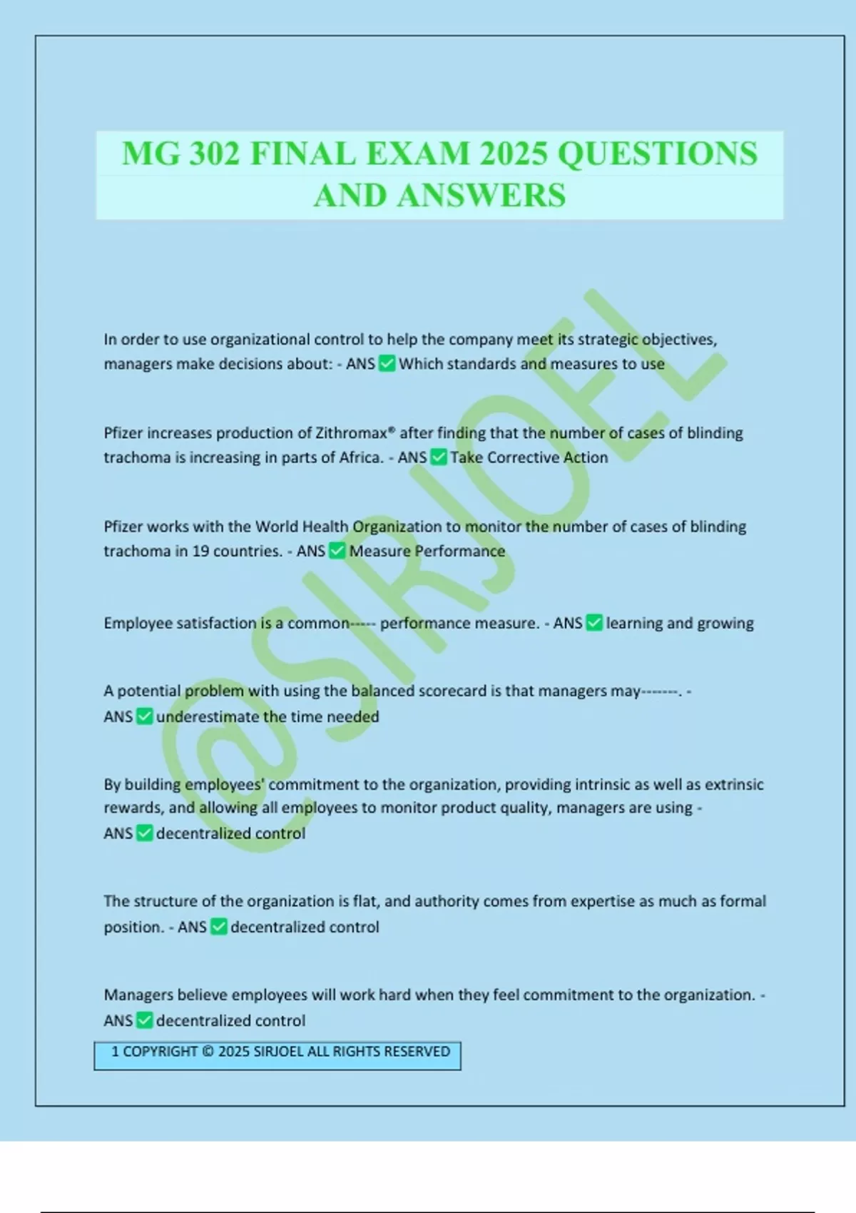 MG 302 FINAL EXAM 2025 QUESTIONS AND ANSWERS - MG 302 - Stuvia US