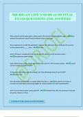 MICHIGAN LIFE AND HEALTH FINAL EXAM QUESTIONS AND ANSWERS