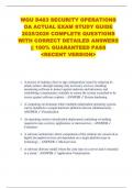 WGU D483 SECURITY OPERATIONS  OA ACTUAL EXAM STUDY GUIDE  2025&sol;2026 COMPLETE QUESTIONS  WITH CORRECT DETAILED ANSWERS  &vert;&vert; 100&percnt; GUARANTEED PASS  <RECENT VERSION> 