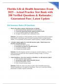 Florida Life & Health Insurance Exam 2025 &ndash; Actual Practice Test Bank with 200 Verified Questions & Rationales &vert; Guaranteed Pass &vert; Latest Update