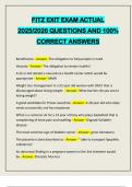 FITZ EXIT EXAM ACTUAL 2025&sol;2026 QUESTIONS AND 100&percnt; CORRECT ANSWERS