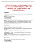 WGU D487 Secure Software Design OA & Pre-Assessment 2025&sol;2026&vert; Graded A&plus;&vert; 70&plus; Questions with Verified Answers and Detailed Rationales
