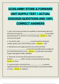 GCSS-ARMY STORE & FORWARD UNIT SUPPLY TEST 1 ACTUAL 2025&sol;2026 QUESTIONS AND 100&percnt; CORRECT ANSWERS