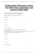 College Math Placement Latest Test &ndash; Exact Questions and Answers &ndash; 2025&sol;2026 Edition
