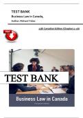 Test Bank for Business Law in Canada&comma; 13th Canadian Edition by Richard Yates&vert; All Chapters 1-16&vert; Newest Edition