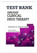 Test Bank For Abrams&rsquo; Clinical Drug Therapy Rationales for Nursing Practice 12th Edition &lpar;Version 2023&sol;2024&rpar; Geralyn Frandsen ISBN&sol;ISSN 9781975136130&period;