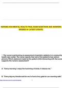 NURSING 4530 MENTAL HEALTH FINAL EXAM QUESTIONS AND ANSWERS GRADED A&plus; LATEST UPDATE&period;