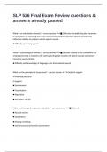 SLP 526 Final Exam Review questions & answers already passed