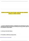 NURSING 4530 MENTAL HEALTH EXAM 1 QUESTIONS AND ANSWERS GRADED A&plus; NEWEST VERSION&period;