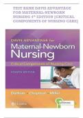 TEST BANK FOR MATERNAL-NEWBORN NURSING&colon; THE CRITICAL COMPONENTS OF NURSING CARE 4TH EDITION BY DURHAM &sol;ALL CHAPTERS 1-19