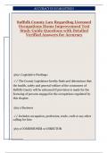 Suffolk County Law Regarding Licensed  Occupations &vert; Home Improvement &vert;  Test Study Guide  &vert; Questions with Detailed Verified Answers for Accuracy  &vert;"100&percnt; Accurate&comma;" "Verified&comma;" "Error-Free&comma;" "Unimpeachable