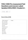 WGU-C838 Pre-Assessment Test Questions and Answers Latest Updated 2024&sol;2025 &vert; Graded A&plus;&period;