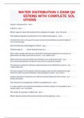 WATER DISTRIBUTION 1 EXAM QUESTIONS WITH COMPLETE SOLUTIONS