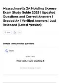 Massachusetts 2A Hoisting License Exam Study Guide 2025 &vert; Updated Questions and Correct Answers &vert; Graded A&plus; &vert; Verified Answers &vert; Just Released &lpar;Latest Version&rpar;