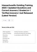 Massachusetts Hoisting Training 2025 &vert; Updated Questions and Correct Answers &vert; Graded A&plus; &vert; Verified Answers &vert; Just Released &lpar;Latest Version&rpar;