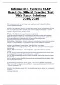 Information Systems CLEP &ndash; Based on Official Practice Test with Exact Solutions &lpar;2025&sol;2026&rpar; &ndash; Authentic Exam Prep with Verified Answers