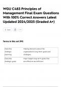 WGU C483 Principles of Management Final Exam Questions With 100&percnt; Correct Answers Latest Updated 2024&sol;2025 &lpar;Graded A&plus;&rpar;