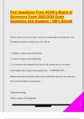 Past Questions From ACHE's Board of  Governors Exam 2025&sol;2026 Exam  Questions and Answers &vert; 100&percnt; Solved