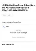 NR 228 Nutrition Exam 2 Questions and Answers Latest Updated 2024&sol;2025 &lpar;GRADED 100&percnt;&rpar;