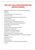 BIOC 3621&colon; FINAL EXAM QUESTIONS AND VERIFIED ANSWERS 