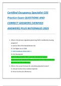 Certified Occupancy Specialist COS Practice Exam QUESTIONS AND  CORRECT ANSWERS &lpar;VERIFIED  ANSWERS&rpar; PLUS RATIONALES 2025
